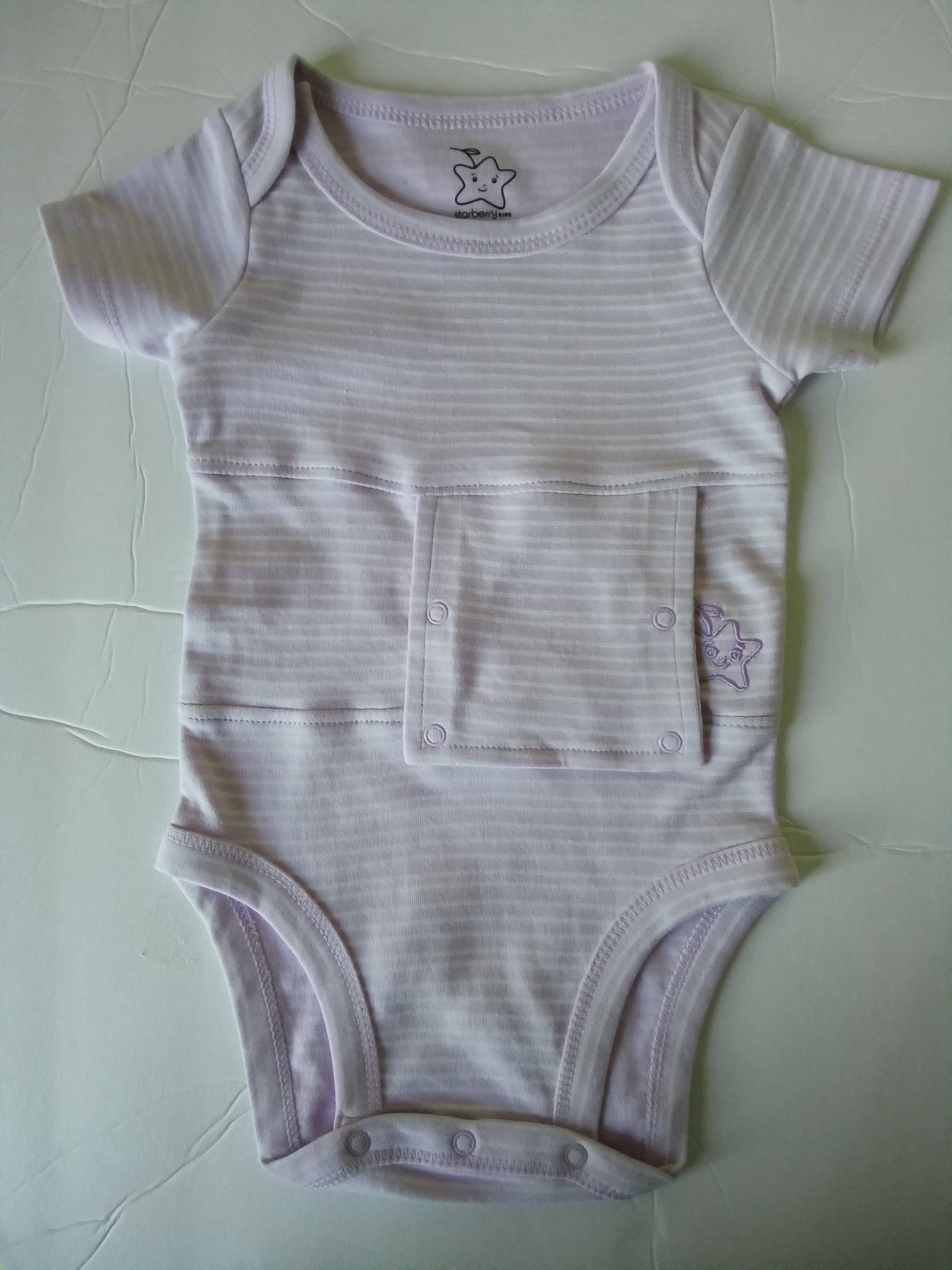 Lavender and White Two Pack Feeding tube Onesie