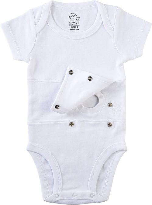 All White Feeding Tube Onesie (three pack)  Buy More and Save