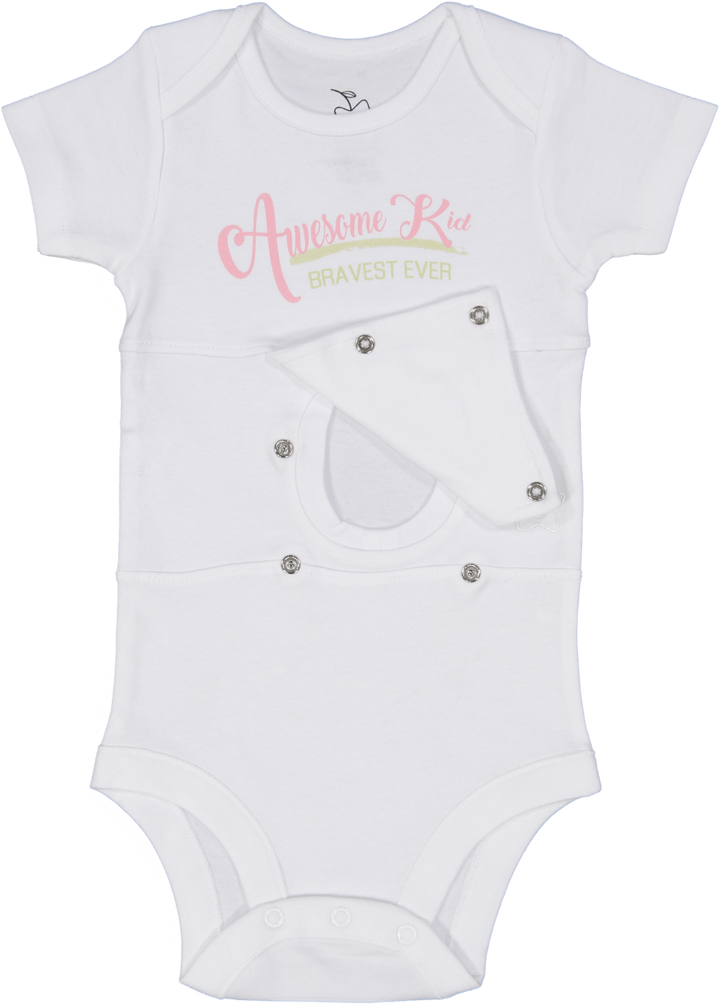 Awesome Kid Girls Pink/Green Feeding Tube Onesie