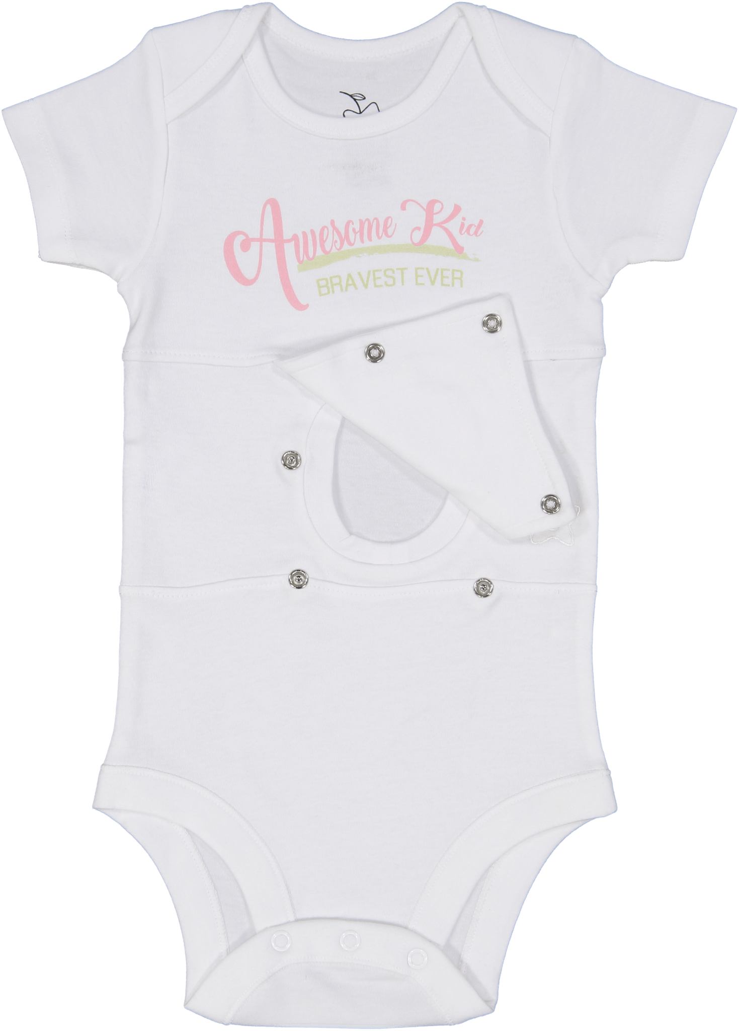 Awesome Kid Girls Pink/Green Feeding Tube Onesie