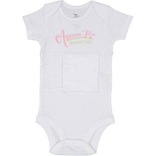 Awesome Kid Girls Pink/Green Feeding Tube Onesie